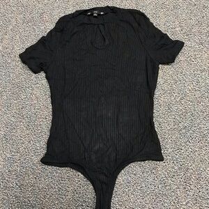 Black Ribbed Bodysuit